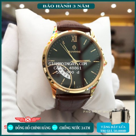 Đồng Hồ Nam Sunrise DM783SWA [ Chính Hãng Full Box ] Kính Sapphire Chống Xước , Chống Nước - Dây Da Cao Cấp