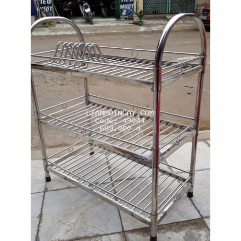 Giá Bát đĩa 3 tầng inox cao 65 cm Kệ để chén bát