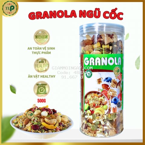 GRANOLA SIÊU HẠT MIX 5 LOẠI TÂN LỘC PHÁT HŨ 500G