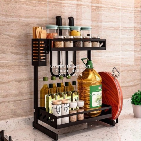 Kệ Đựng Gia Vị Nhà Bếp Thép Sơn Tĩnh Điện Chống Rỉ nhập khẩu Cao Cấp 2 3 Tầng
