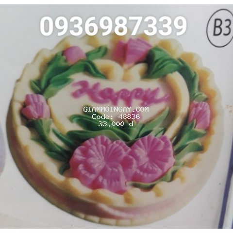 Khuôn rau câu hoa đep có chữ Happy độc đáo 25 cm