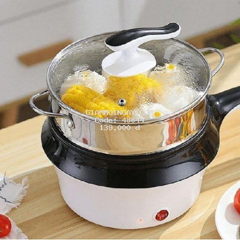 Nồi điện mini đa năng không dính - Kèm vỉ hấp [xào, hấp, lẩu, chiên,nấu cơm...]